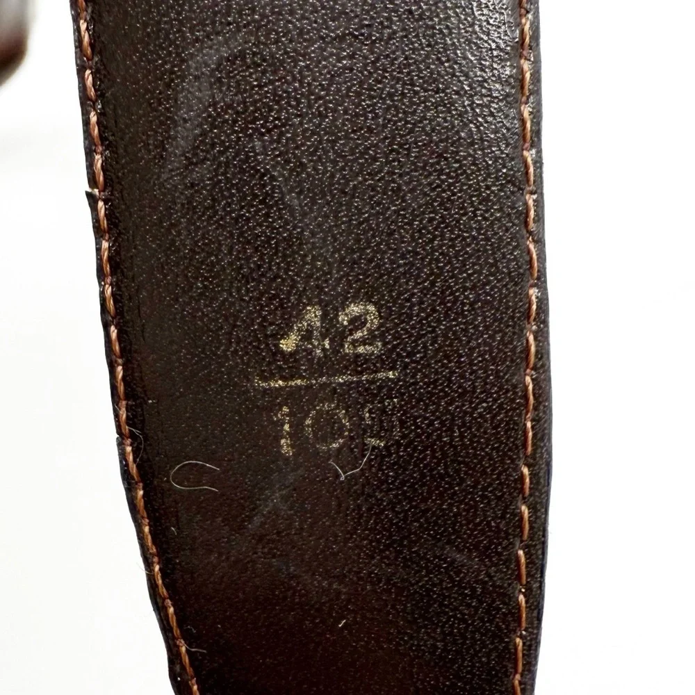 Genuine Alligator Brown Leather Belt with Silver Cable Buckle, Size 42